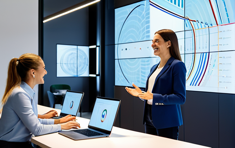 AI in the Workplace**

"A bright, modern co-working space in Milan, Italy. A diverse group of professionals are collaborating, some using laptops displaying AI-powered data visualizations. A woman in a stylish business casual outfit smiles confidently as she gestures towards a holographic projection. Focus on teamwork, innovation, and a positive, future-oriented atmosphere. Safe for work, appropriate content, fully clothed, professional, perfect anatomy, natural proportions, high-resolution photograph."

**