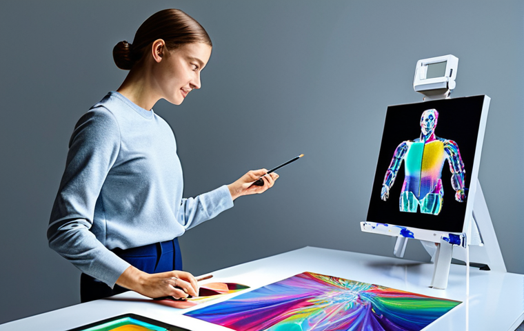 AI Empowering Creativity**

"A fully clothed artist in a bright, modern studio, using a holographic interface powered by AI to create a digital painting, appropriate attire, safe for work, perfect anatomy, natural proportions, well-formed hands, professional lighting, family-friendly, vibrant colors, demonstrating collaboration between human and artificial intelligence in the art world, modest clothing, high resolution."

**